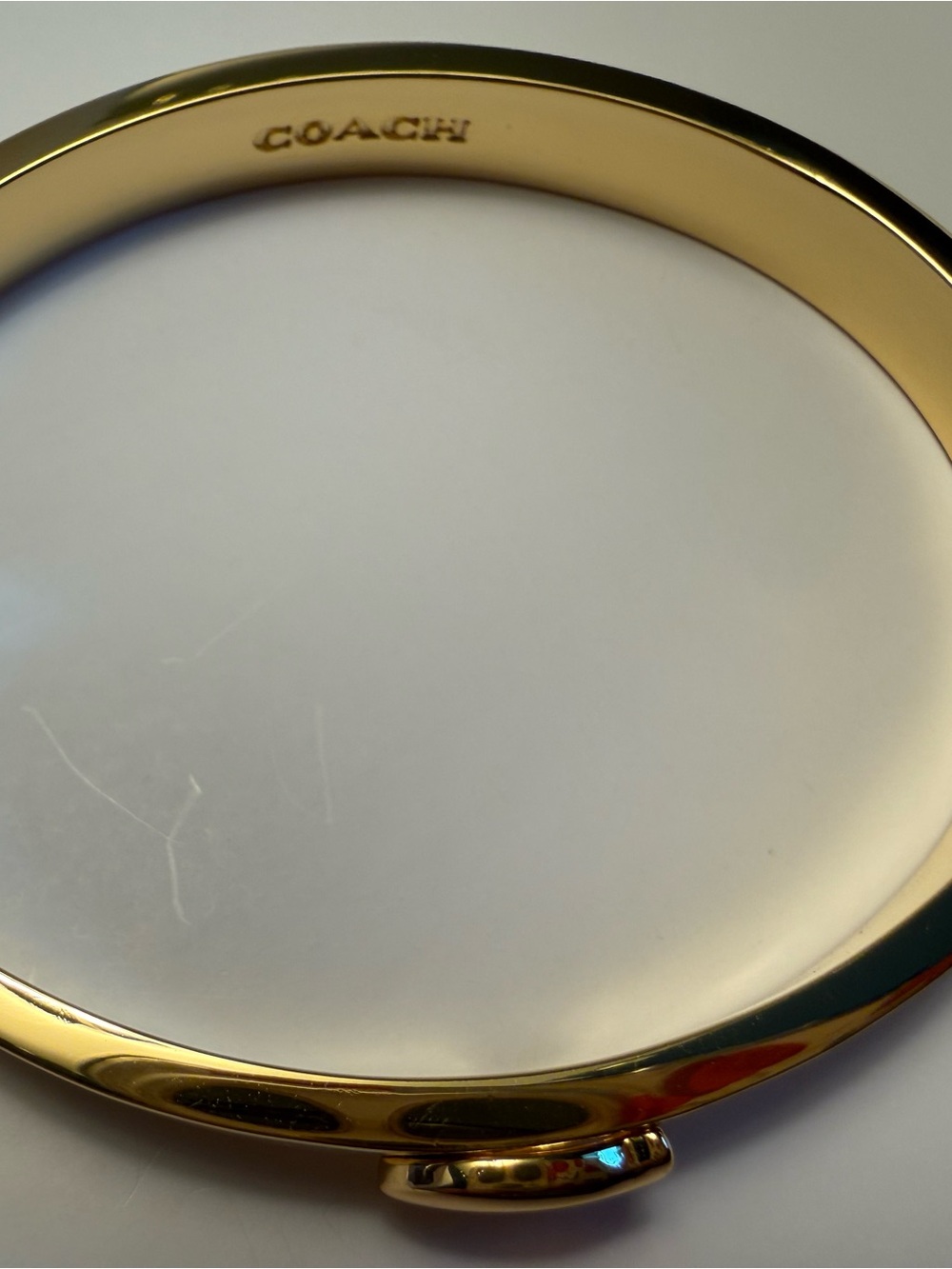 Coach Gold and Cream Enamel Signature C Hinge Bangle - Picture 3 of 3